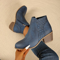 Amy | Perforated Block Heel Ankle Boots