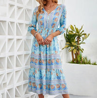 Andrea | Relaxed Floral Midi Dress with Paisley Print