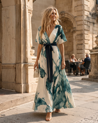 Barbara | Bohemian Wrap Maxi Dress with Belted Waist