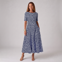 Brenda | Floral Print Midi Dress with Short Sleeves