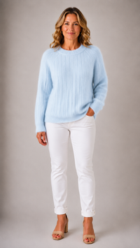 Carol | Fluffy Ribbed Crewneck Sweater