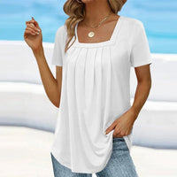 Carol | Square Neck Pleated Blouse