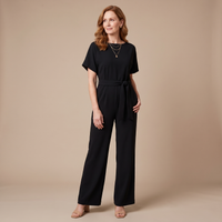 Cheryl | Black Wide Leg Belted Jumpsuit