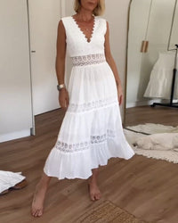 Crystal | Lace V-Neck Wedding Guest Maxi Dress