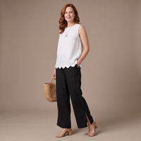 Deborah | Relaxed Scallop Hem Crew Neck Tank Top