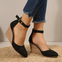 Diana | Elegant Ankle Strap Pointed Toe Wedges