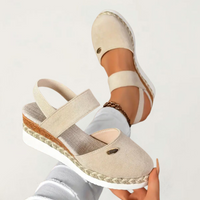 Elaine | Espadrille Wedge Sandals with Crisscross Ankle Strap