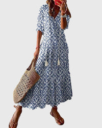 Gail | Bohemian Paisley Print Midi Dress