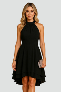 Gloria | Halter Cocktail Dress with Asymmetric Hem