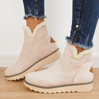 Gloria | Suede Moccasin Boots with Faux Fur Trim