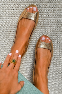 Heather | Metallic Peep Toe Ballet Flats