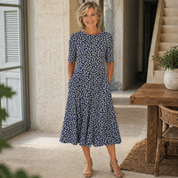 Jennifer | Floral Print Midi Dress With Pockets