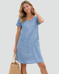 Jennifer | Relaxed Scoop Neck Short Sleeve Pocket Dress