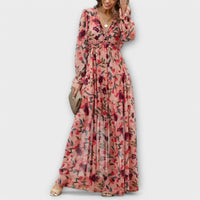 Joan | Floral Maxi Dress with V-Neck and Long Sleeves