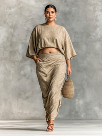Joyce | Relaxed Linen Two-Piece Set With Wrap Skirt