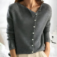 Karen | Knitted Button-Up Cardigan with Asymmetric Neckline