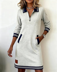 Kathy | Zip Collar Sweatshirt Dress
