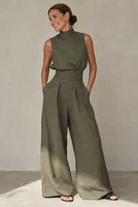 Kimberly | Sleeveless Wide Leg Linen Jumpsuit