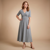 Kimberly | Wrap Pleated Midi Dress with Pockets