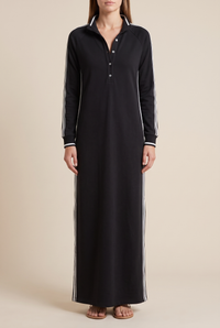 Laura | Long Sleeve Maxi Dress with Striped Trim