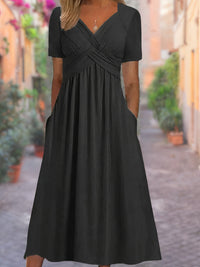 Lisa | V-Neck Wrap Empire Waist Midi Dress