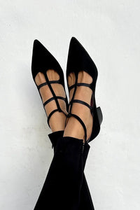 Lynn | Pointed Toe Strappy Caged Flats