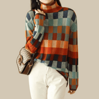 Melissa | Checkered Knit Turtleneck Sweater