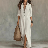 Michelle | Bohemian Collared Split Hem Maxi Dress