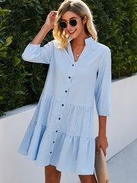 Nancy | Gingham Tiered Midi Dress with Button Front