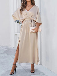 Nicole | V-Neck Maxi Dress with Tie Waist and Slit