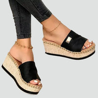 Nicole | Woven Wedge Platform Slide Sandals