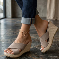 Pamela | Espadrille Wedge Sandals with Crisscross Straps