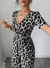 Paula | Wrap V-Neck Leopard Print Wide-Leg Jumpsuit