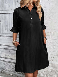 Renee | Collared Button-Down Midi Dress