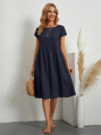 Rita | Short Sleeve Midi Dress with Pockets