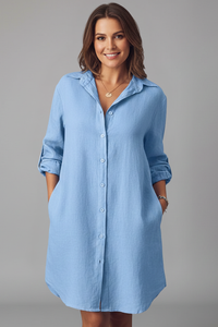 Robin | Long Sleeve Button Shirt Dress