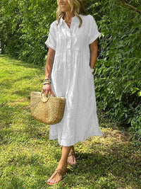 Sarah | Business Casual Striped Button-Down Maxi Dress