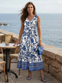 Sarah | Floral Print V-Neck Midi Dress