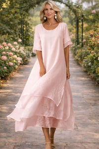 Sarah | Linen Maxi Dress with Layered Hem