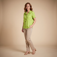 Sarah | Relaxed Linen Button-Front Shirt with Short Sleeves