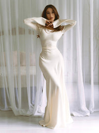 Sharon | Long Sleeve Cowl Neck Fitted Maxi Dress