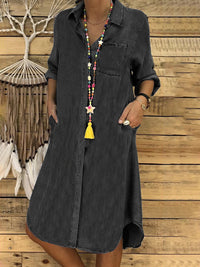 Sharon | Relaxed Long Sleeve Denim Shirt Dress