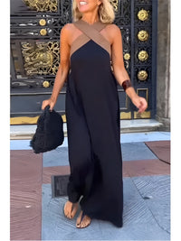 Shirley | Sleeveless Crisscross Halter Maxi Dress