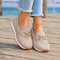 Tina | Woven Slip-On Loafers with Gold Chain Buckle