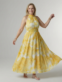 Tracy | Halter Neck Maxi Dress with Smocked Waist