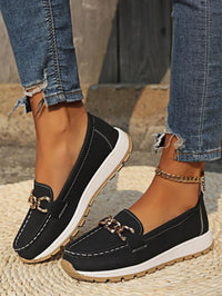 Valerie | Business Casual Slip-On Loafers with Gold Buckle Detail