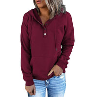 Wanda | Relaxed Button Placket Hoodie with Kangaroo Pocket