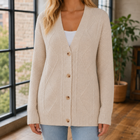 Yvonne | Cable Knit Button-Up Cardigan